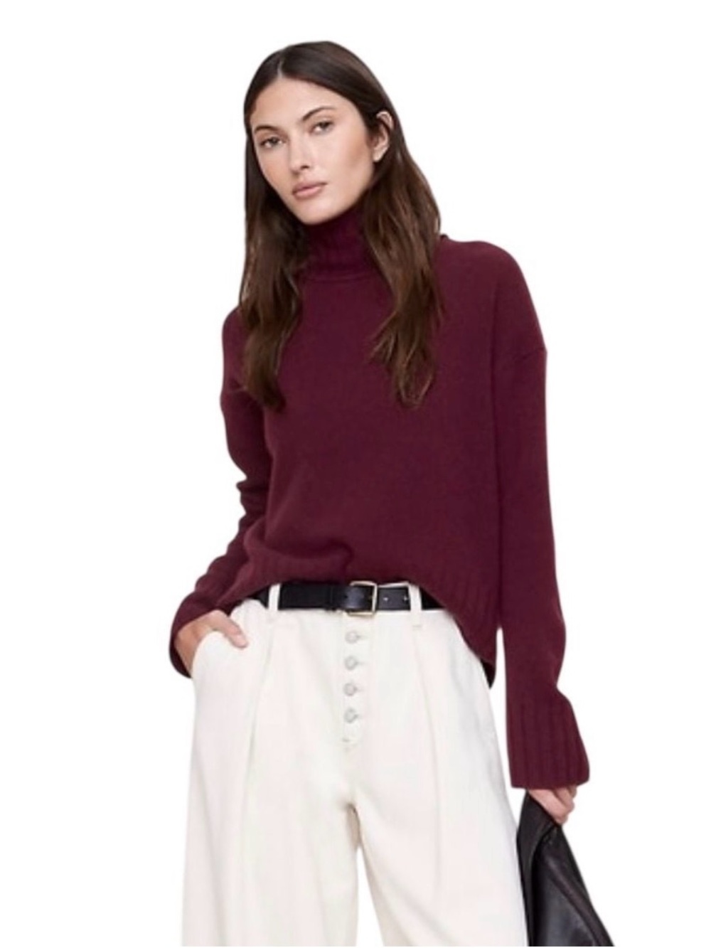 Banana Republic 100% Cashmere Deep Burgundy Turtleneck Sweater